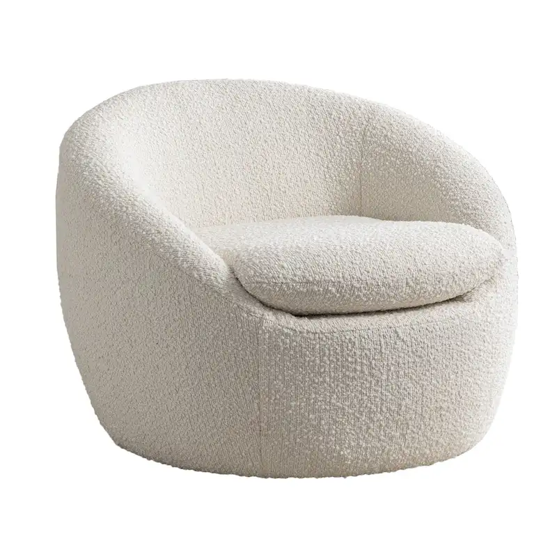 Swivel Base Barrel Chair with Boucle Upholstery - 31-Inch