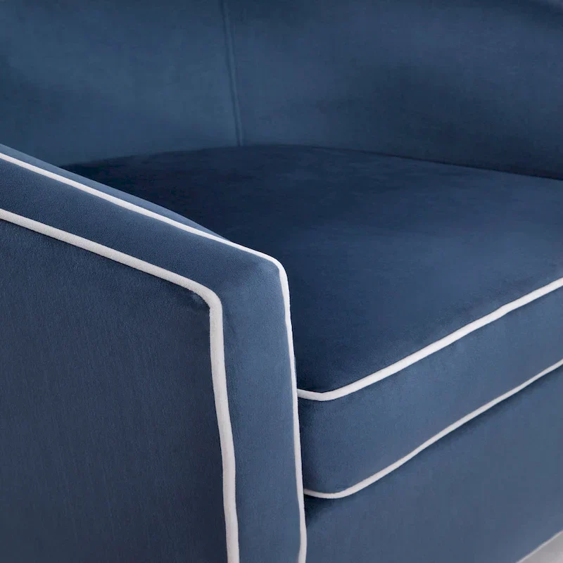 Swivel Barrel Accent Chair with Velvet Upholstery and Removable Cushion
