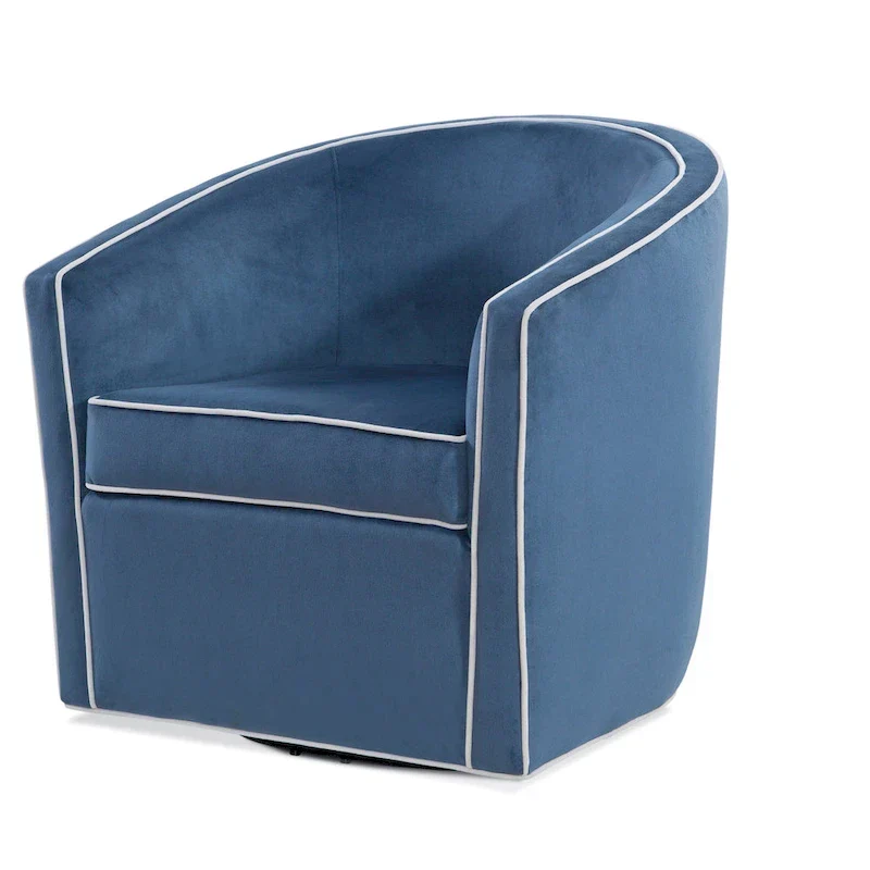 Swivel Barrel Accent Chair with Velvet Upholstery and Removable Cushion