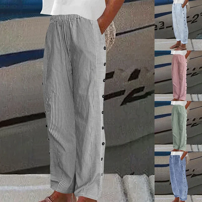 Pantalon Large à Rayures "Horizon" – Élégance Décontractée par Secret Éclat