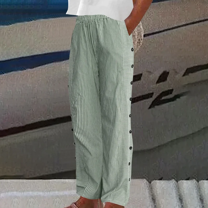 Pantalon Large à Rayures "Horizon" – Élégance Décontractée par Secret Éclat