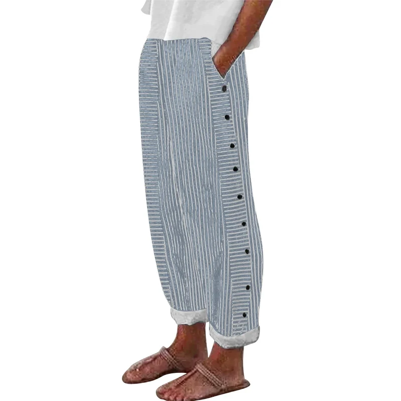 Pantalon Large à Rayures "Horizon" – Élégance Décontractée par Secret Éclat