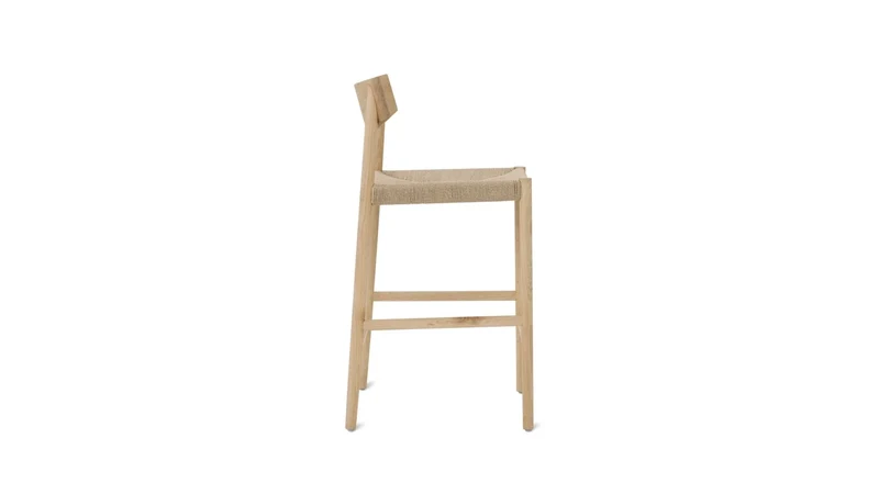 Dinner Guest Counter Stool, White Oak/ Natural Papercord Seat