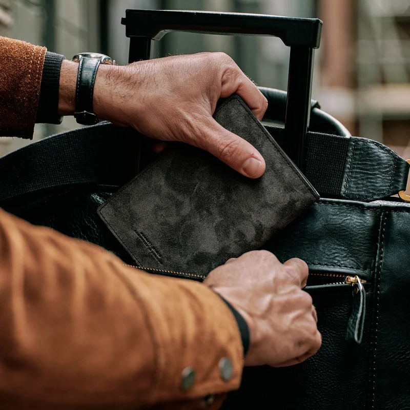 Suede Passport Wallet - Storm Grey