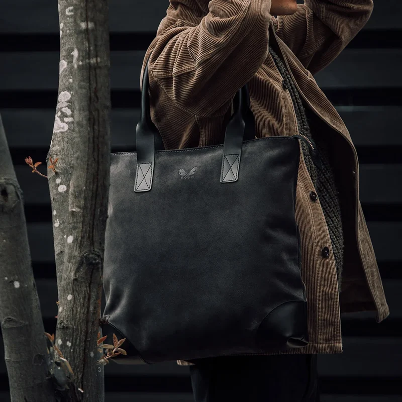 Suede Tote - Storm Grey