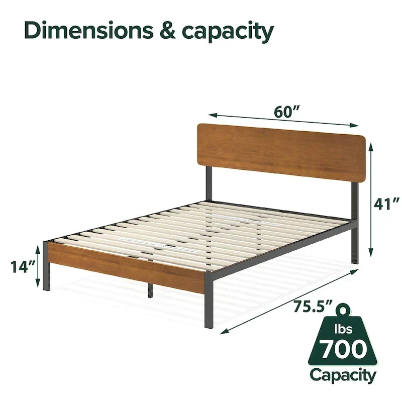 ZINUS Priage Black Metal Platform Bed Frame