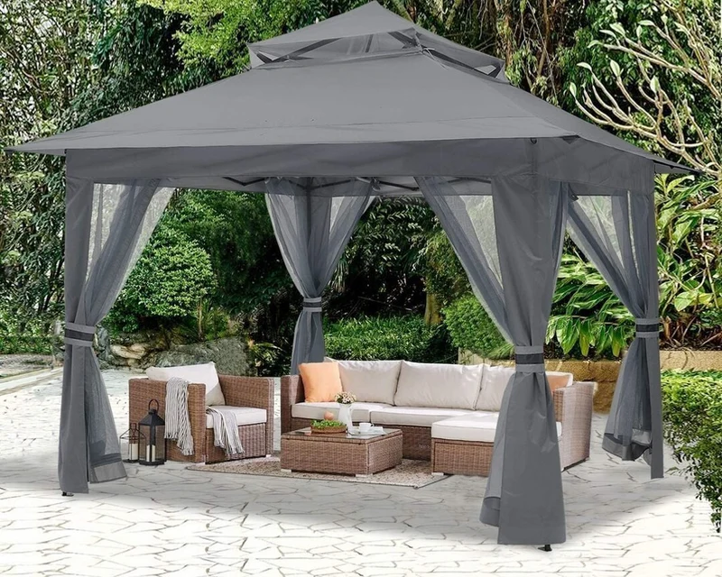 13x13 Gazebo Tent Outdoor Pop up Gazebo Canopy Shelter with Mosquito Netting