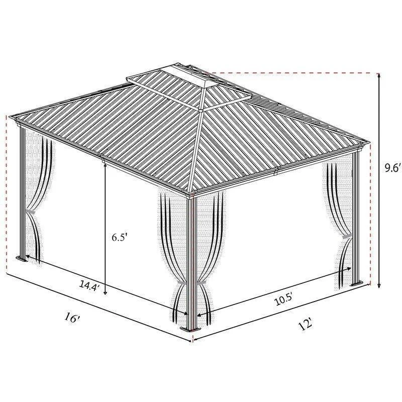 Alexander 16 Ft. W X 12 Ft. D Aluminum Patio Gazebo