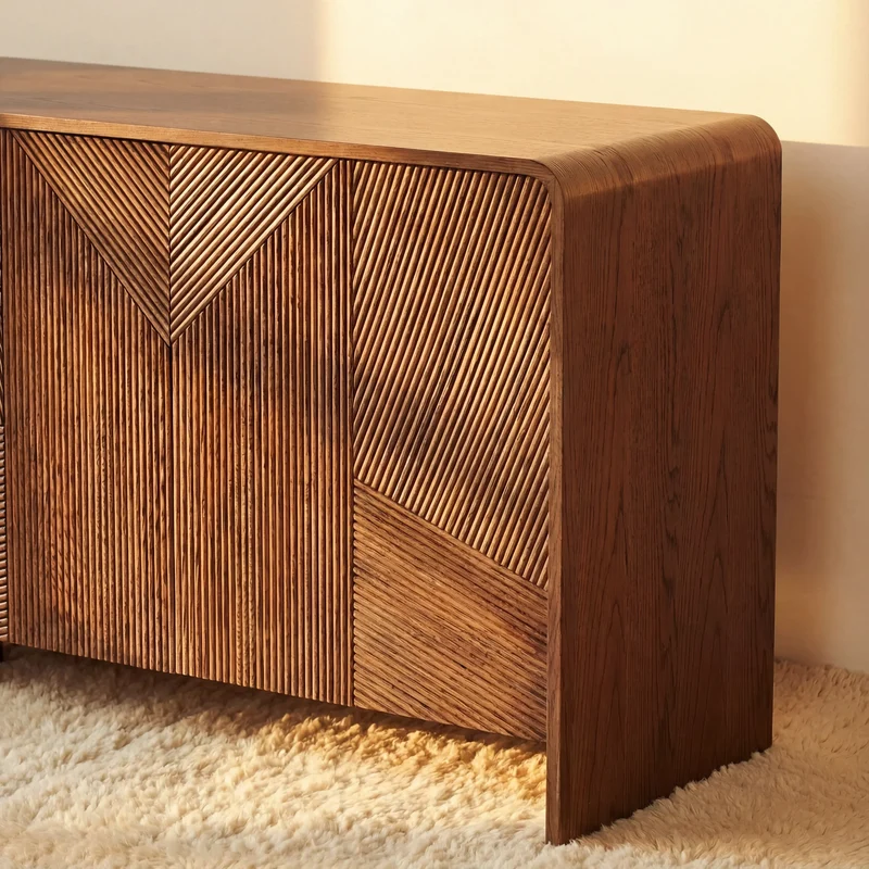 Vista Sideboard White oak with sculpted slat detailing