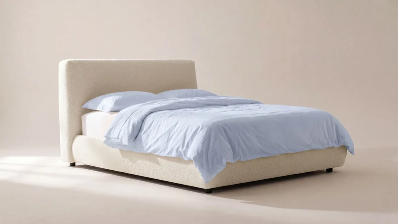 Dream Storage Bed, Full, Cream Boucle