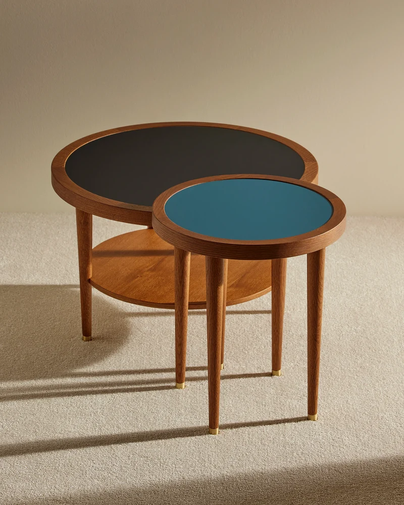 Puzzle Round Coffee Table - Sarah Blue