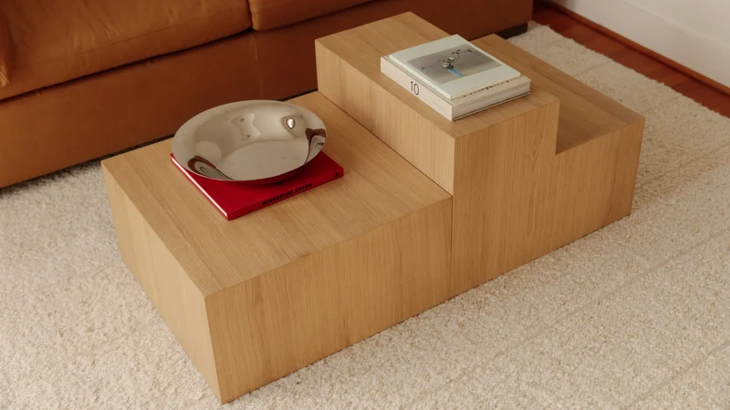 Align Coffee Table, Tiered, Carrara Marble