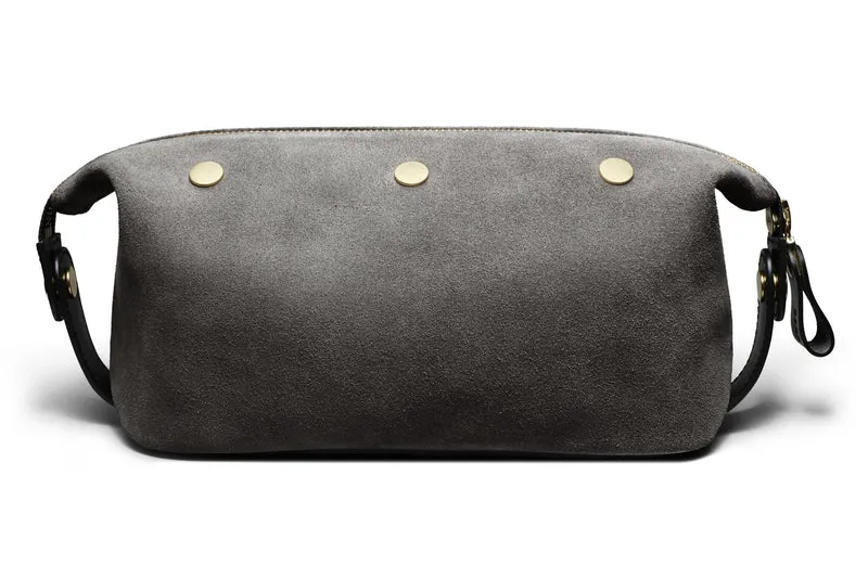 Suede Wash Bag / Dopp Kit - Storm Grey
