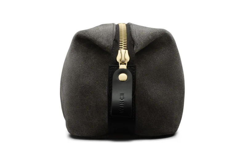 Suede Wash Bag / Dopp Kit - Storm Grey