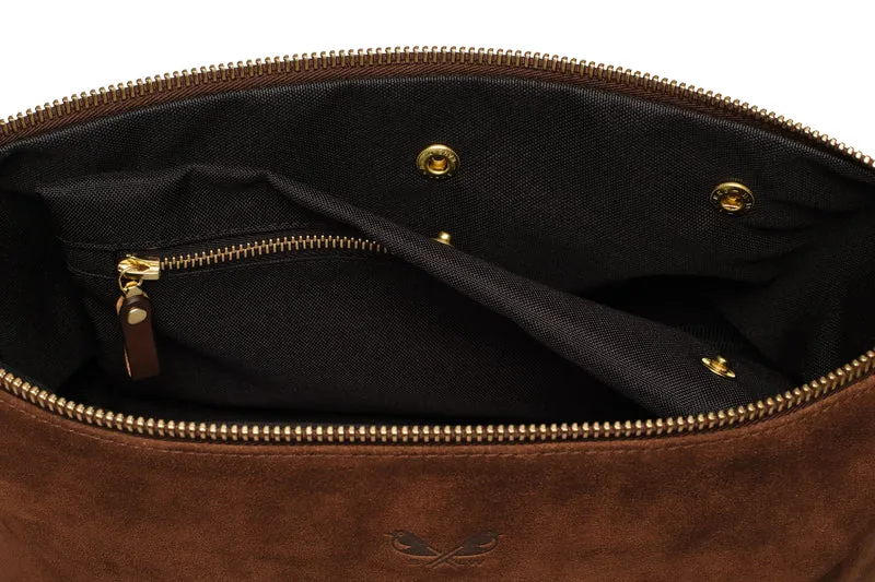 Suede Wash Bag / Dopp Kit - Tobacco Brown