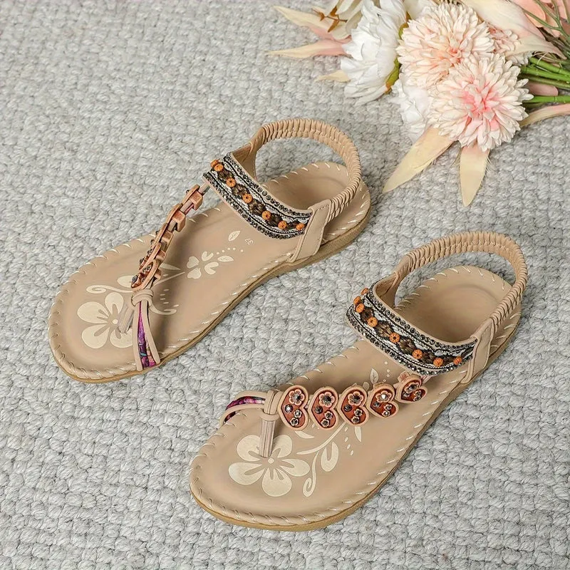 Sandales Bohèmes à Perles et Strass "Élégance Éthnique"