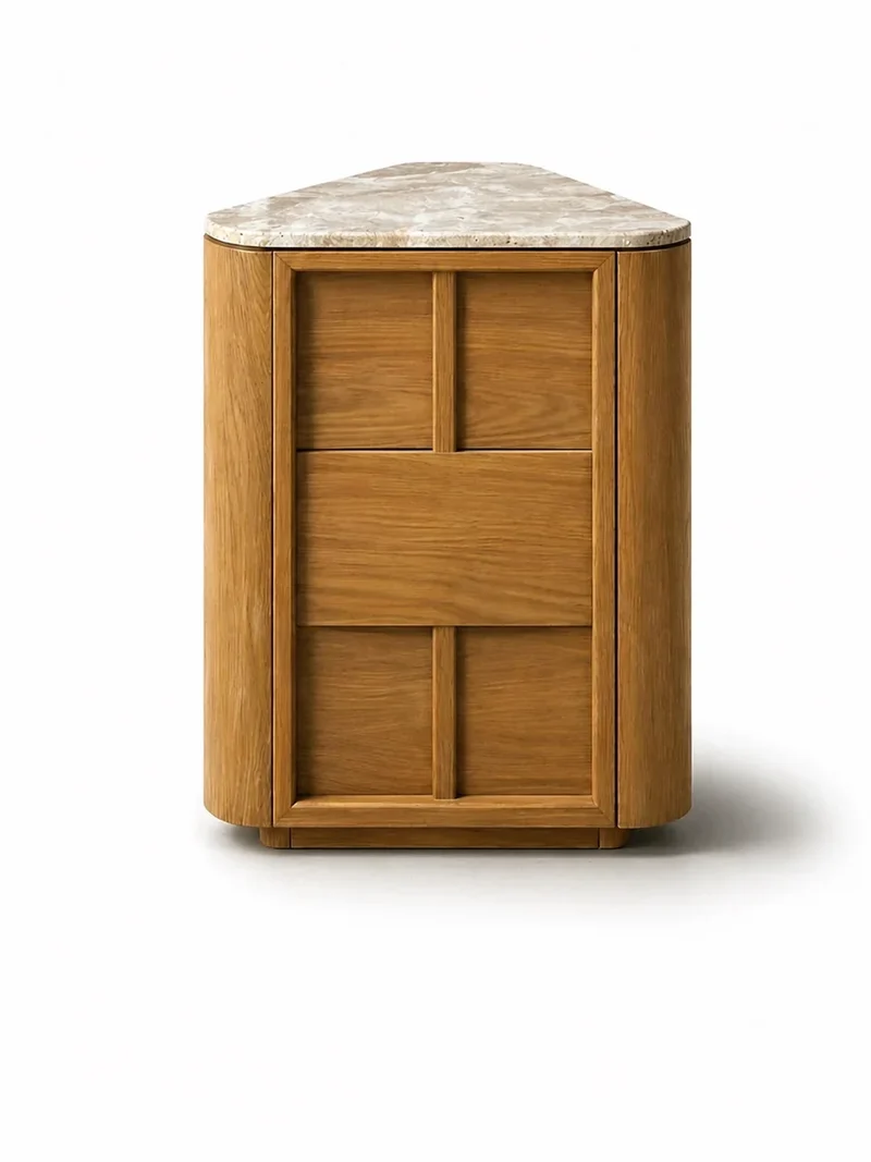 Hearth Sideboard Oak wood with travertine top