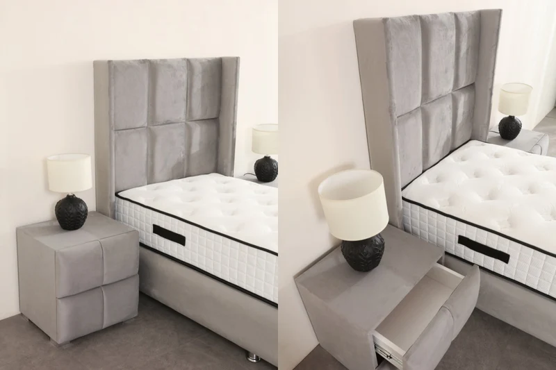 Lit coffre RIO Velours gris
