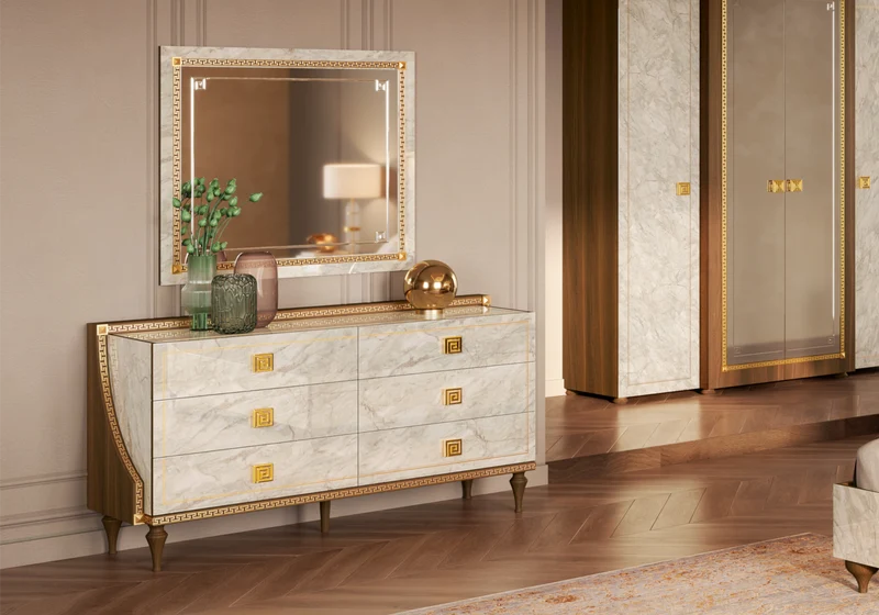Chambre complète italienne armoire miroir - Romantica