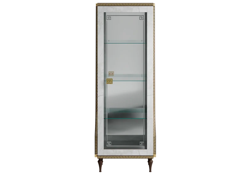 Vitrine 1 porte marbre noyer et or 24K - Romantica