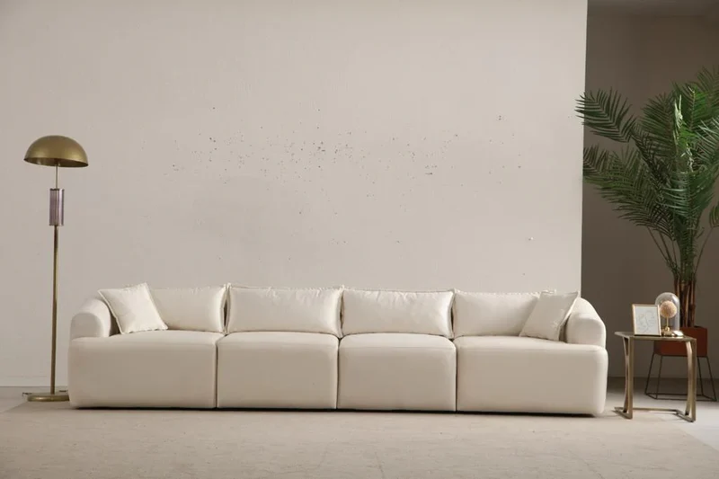 Canapé Mila Modulable Velours Blanc cassé