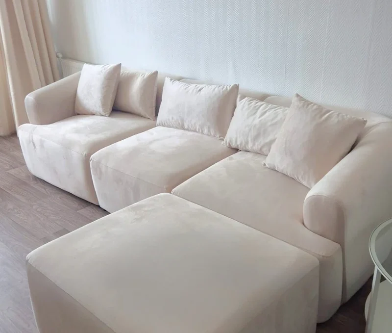 Canapé Mila Modulable Velours Blanc cassé