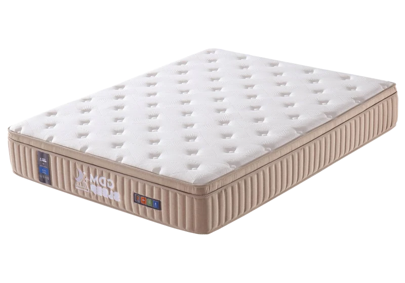 Ensemble lit velours taupe et matelas ressorts - Venice