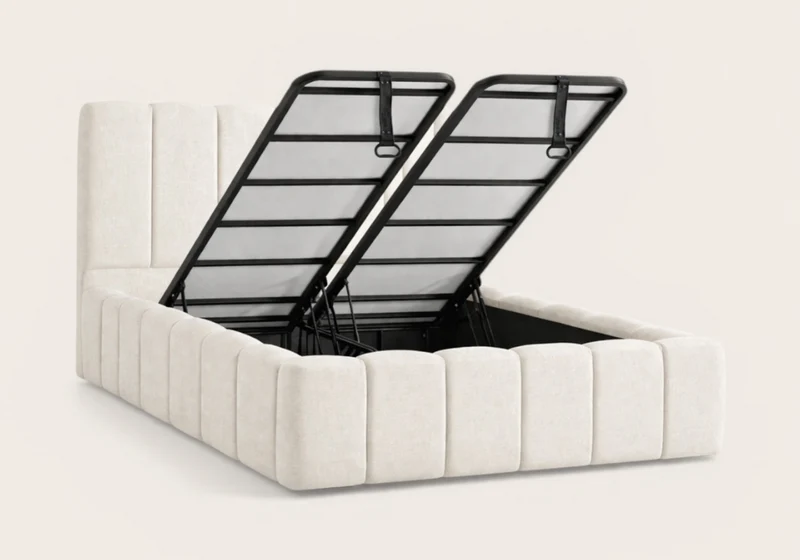 Ensemble lit coffre bouclé blanc et matelas 7 zones 160x200 - Cloud