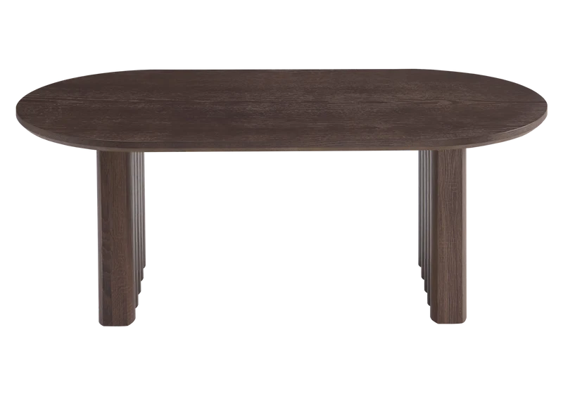 Table basse ovale bois noyer cannelé - Sola