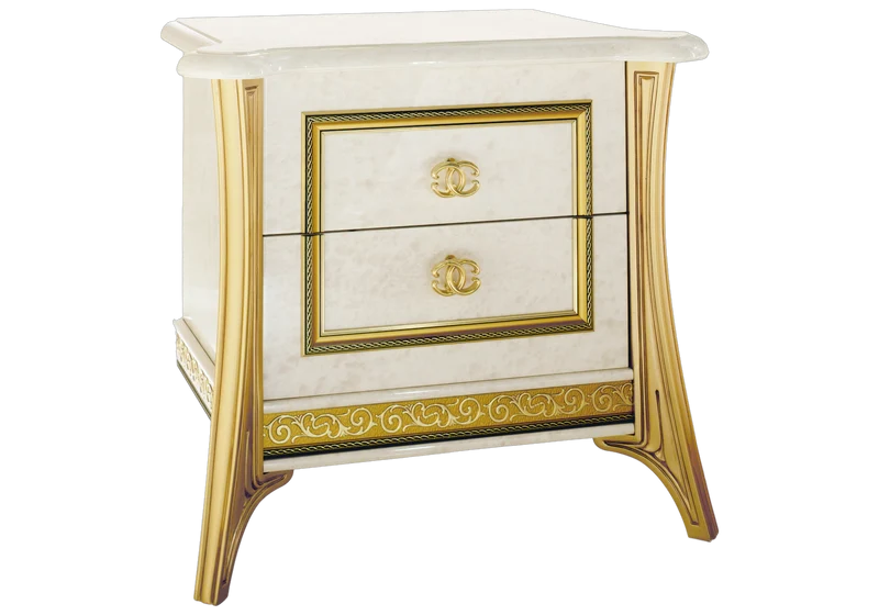 Chambre complète 3 portes effet marbre ivoire et or - Melodia