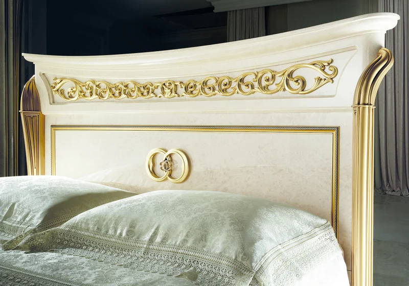 Chambre complète 3 portes effet marbre ivoire et or - Melodia