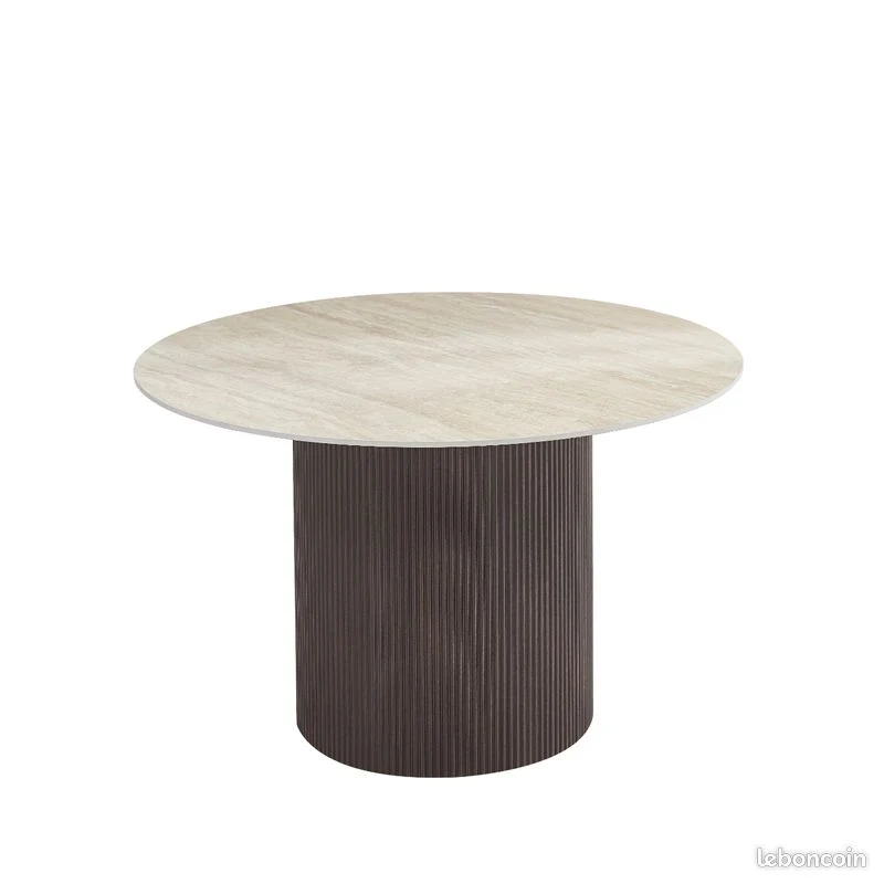 Table à manger Baeita travertin x noyer 120cm