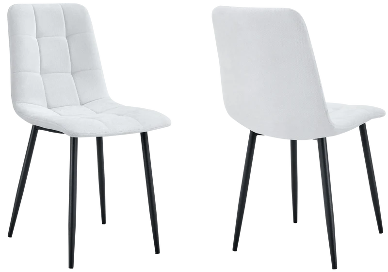Chaises en tissu texturé gris capitonnées - Milan x4