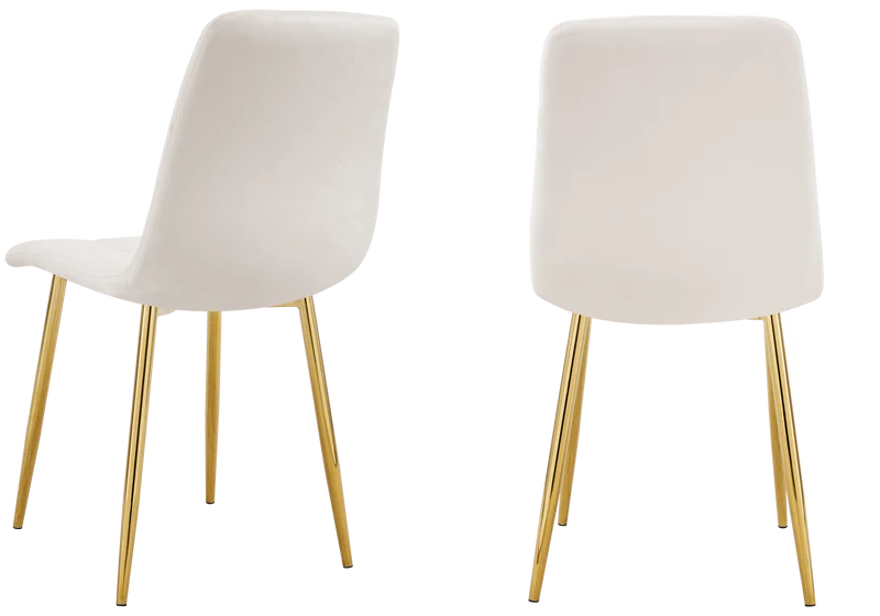 Chaises en velours beige capitonnées - Milan x4