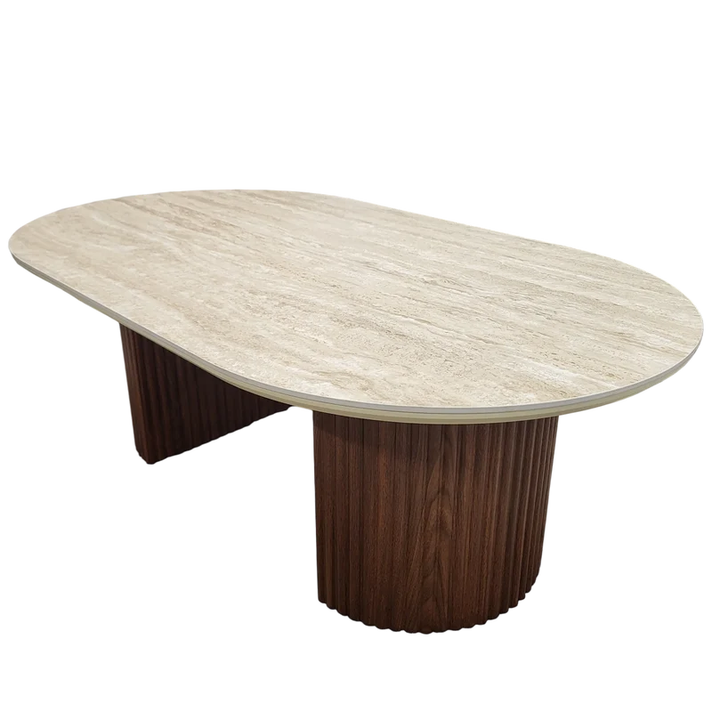 Table basse Calypso travertin x noyer