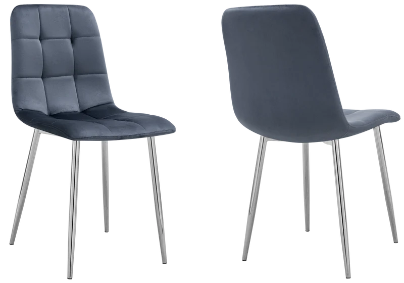 Chaises en velours anthracite capitonnées - Milan x4