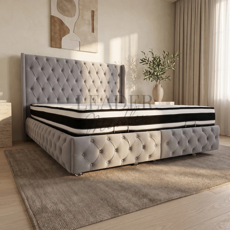 Lit coffre Veneto full-capitonné 140x190