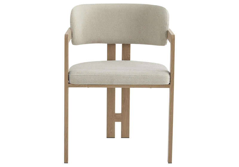 Fauteuil de table bouclé sable bois clair - Lyra x2