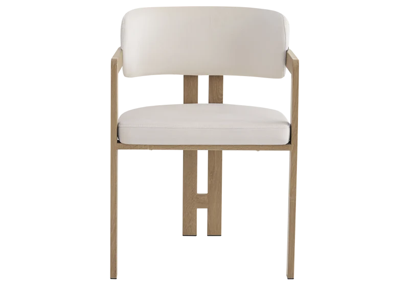 Fauteuil de table velours beige bois clair - Lyra x2