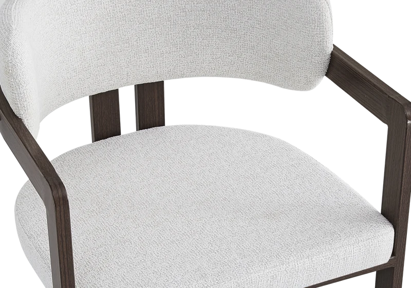 Fauteuil de table bouclé beige bois noyer - Lyra x2