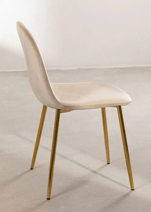 Lot de 2 Chaises SCANDINAVE beige pied or