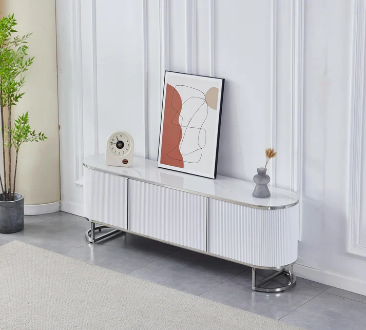 Meuble Tv ESMEE marbre argent 180cm