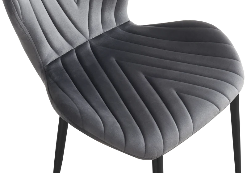 Chaise velours anthracite pieds noirs - Syra x4