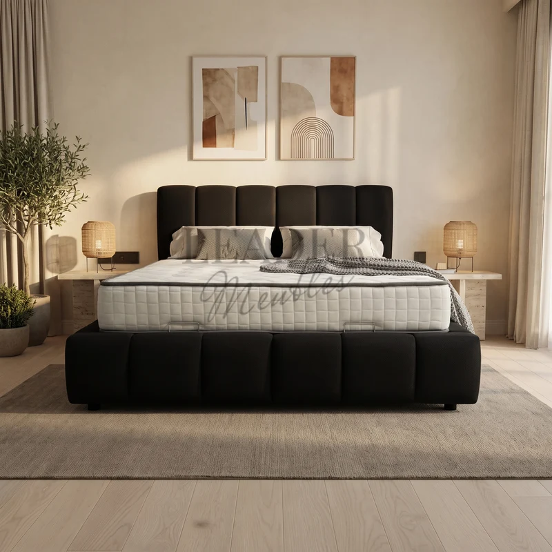 Lit coffre Bubble Dallas noir 140x190 | Leader Meubles