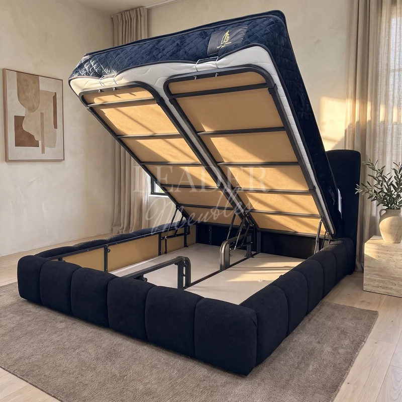 Lit coffre Bubble Dallas noir 140x190 | Leader Meubles