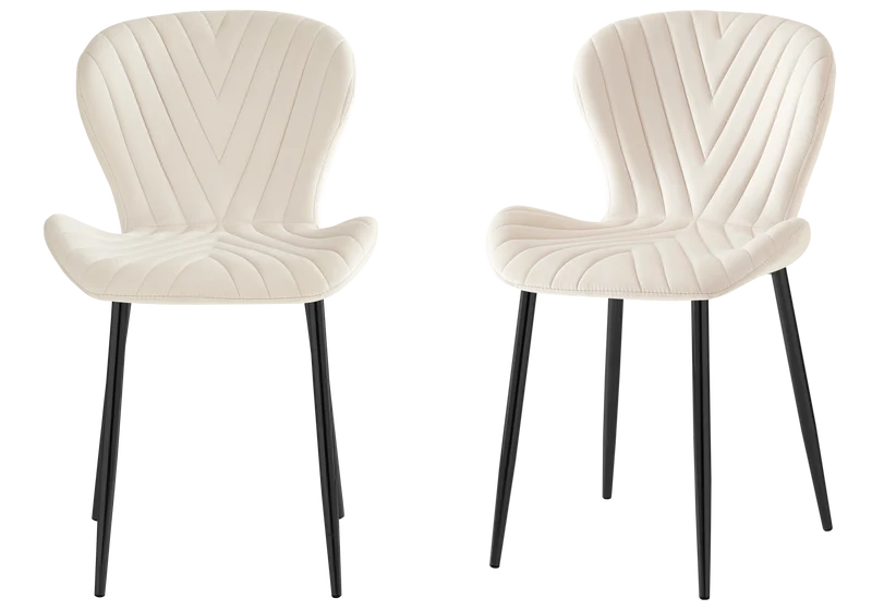 Chaise velours beige pieds noirs - Syra x4