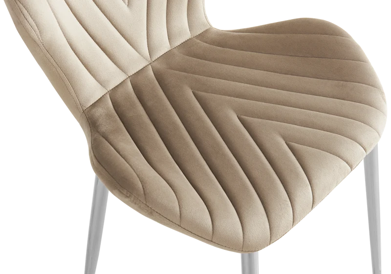 Chaise velours taupe pieds argent - Syra x4