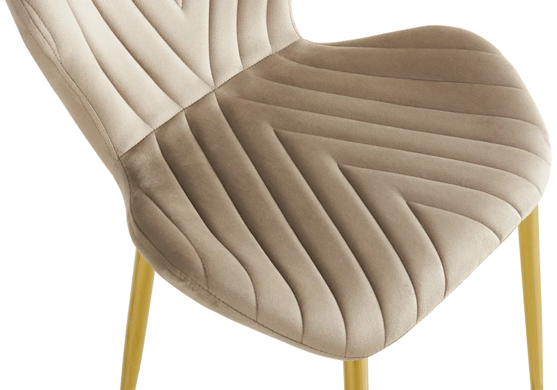 Chaise velours taupe pieds dorés - Syra x4