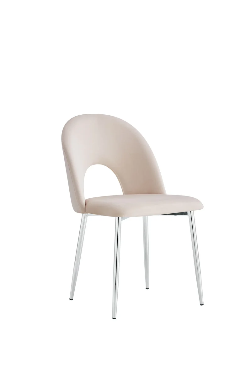 Chaise TEDDY beige pied argent