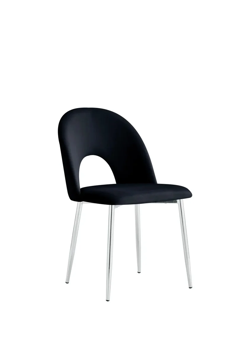 Chaise TEDDY noir pied argent